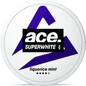 Front view of a can of ACE Liquorice Mint nicotine pouches