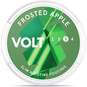 Front view of a can of VOLT Frosted Apples Strong nicotine pouches