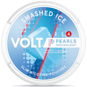 Front view of a can of VOLT Pearls Smashed Ice nicotine pouches
