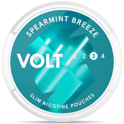 Front view of a can of VOLT Spearmint Breeze Strong nicotine pouches