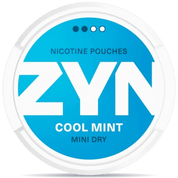 Front view of a can of ZYN Cool Mint Mini 3mg nicotine pouches