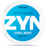 Front view of a can of ZYN Cool Mint Mini Extra Strong 6mg nicotine pouches