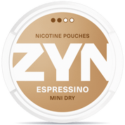 Front view of a can of ZYN Espressino Mini Dry 3mg nicotine pouches