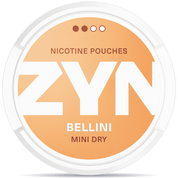 Front view of a can of ZYN Bellini Mini Dry 3mg nicotine pouches
