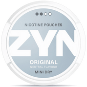 Front view of a can of ZYN Original Mini Dry 3mg nicotine pouches