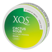 Front view of a can of XQS Cactus Sour Strong nicotine pouches