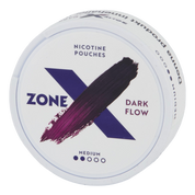 Front view of a can of ZONE X Dark Flow Medium nicotine pouches