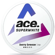 Front view of a can of ACE Berry Breeze Low 3,9mg nicotine pouches