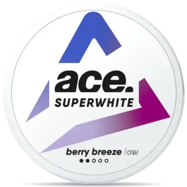 Front view of a can of ACE Berry Breeze Low 3,9mg nicotine pouches