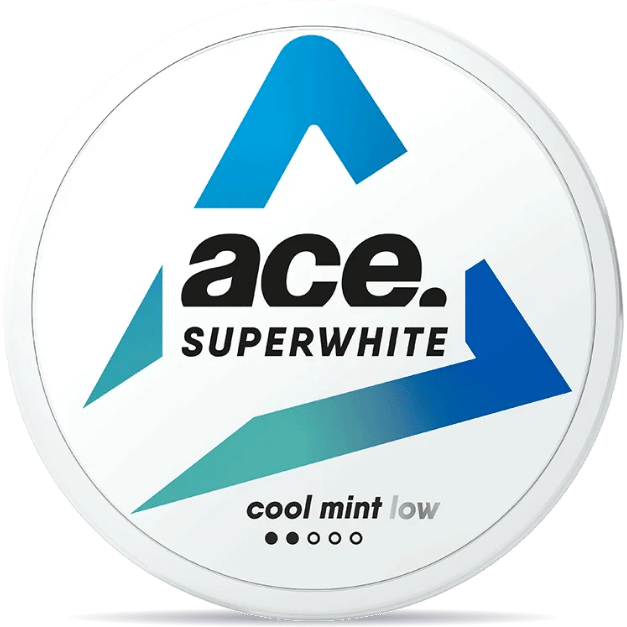 Front view of a can of ACE Cool Mint Low 3,9mg nicotine pouches