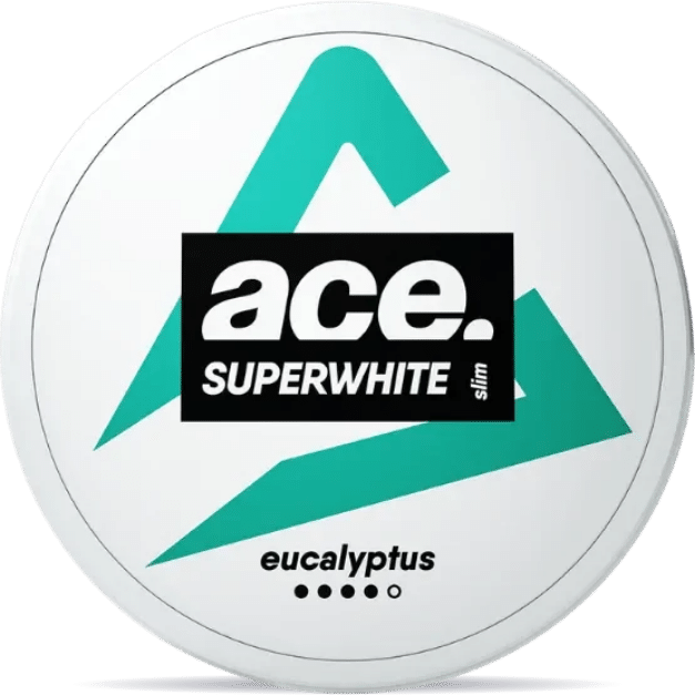 Front view of a can of ACE Eucalyptus nicotine pouches