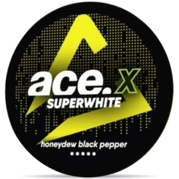 Front view of a can of ACE X Honeydew Black Pepper nicotine pouches