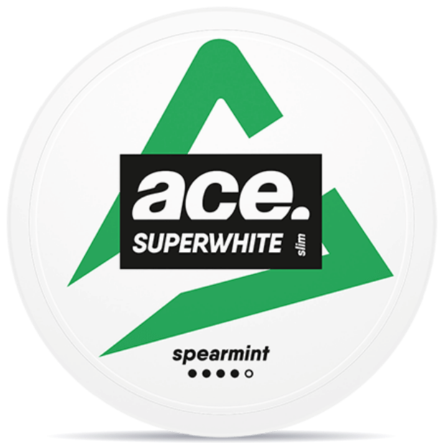 Front view of a can of ACE Spearmint Slim nicotine pouches