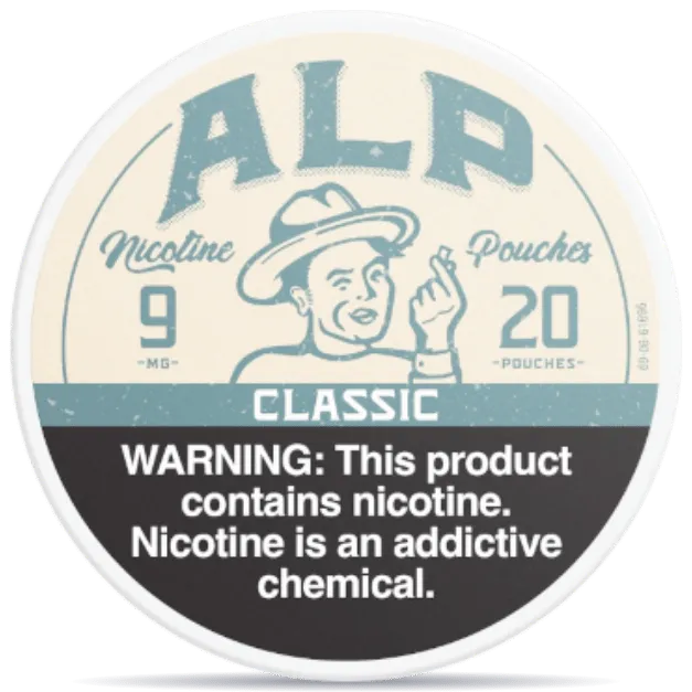 ALP Classic 9mg nicotine pouches can strong strength classic flavor 20 pouches