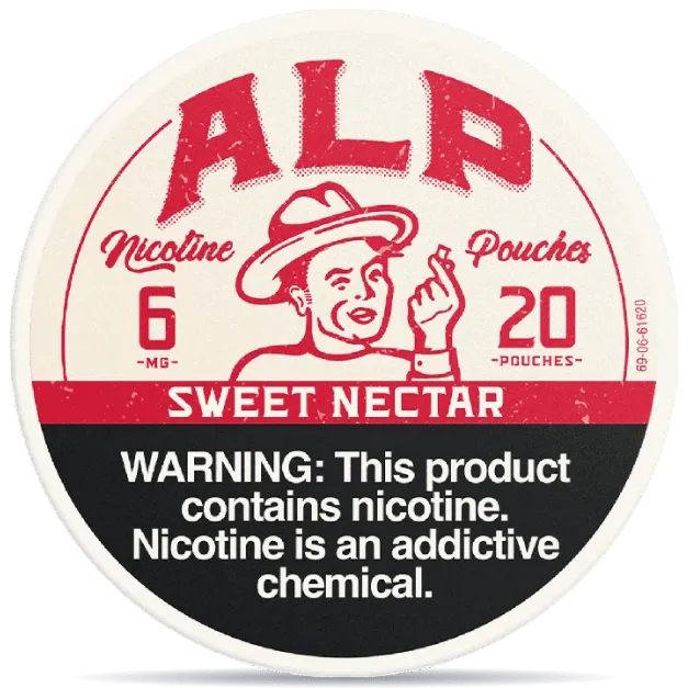 ALP Sweet Nectar 6mg nicotine pouches can with fruity flavor and 20 pouches