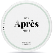 Front view of a can of Après No. 2 Mint Normal nicotine pouches