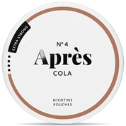 Front view of a can of Après No. 4 Cola Extra Strong Slim nicotine pouches