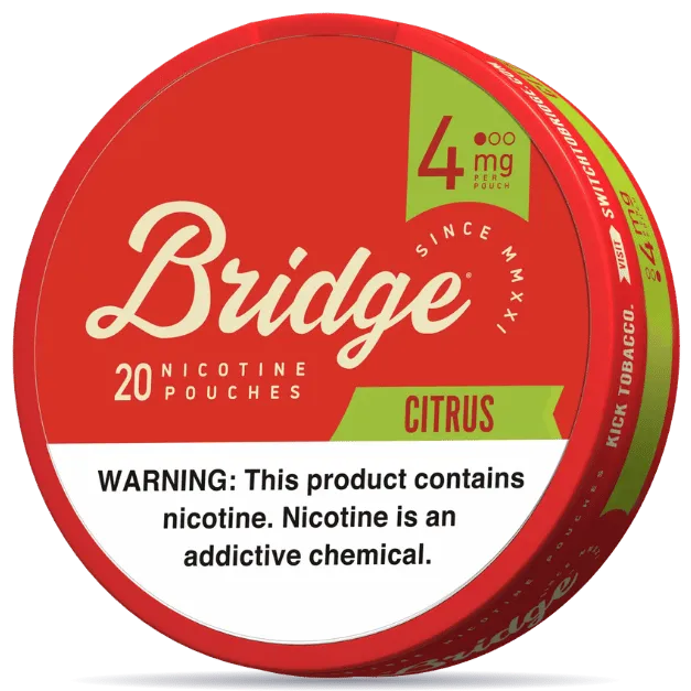 Bridge Citrus 4mg nicotine pouches can front view 20 pouches