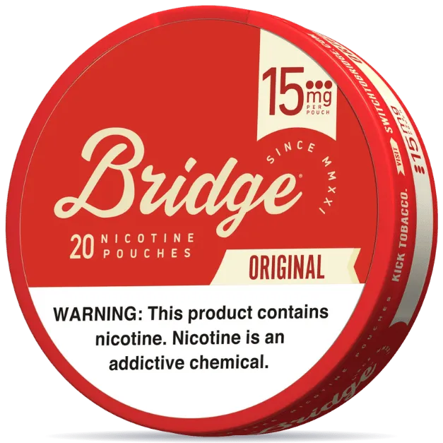 Bridge Original 15mg nicotine pouches can front view 20 pouches