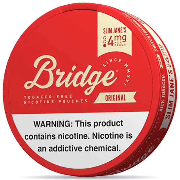 Bridge Original Slim Jane’s 4mg nicotine pouches low strength tobacco flavor slim pouch can