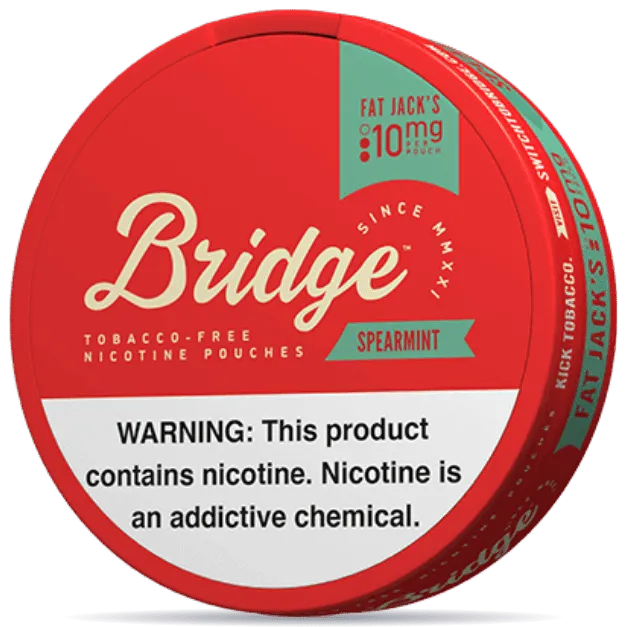Bridge Spearmint Fat Jack’s 10mg nicotine pouches strong spearmint flavor pouch can