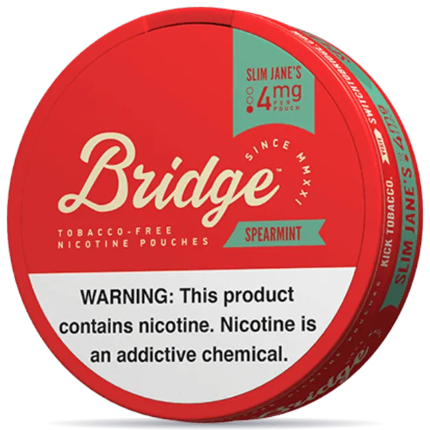 Bridge Spearmint Slim Jane’s 4mg nicotine pouches low strength spearmint flavor slim pouch can