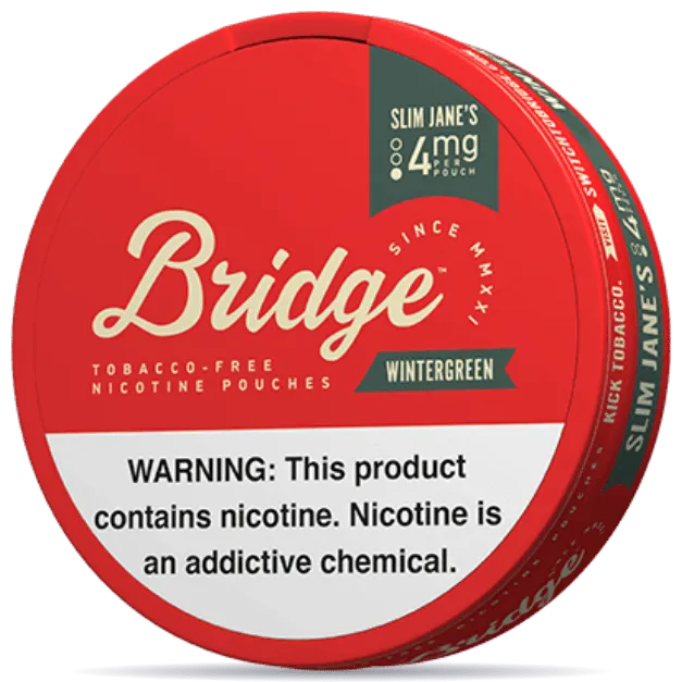 Bridge Wintergreen Slim Jane’s 4mg nicotine pouches low strength mint flavor slim pouch can