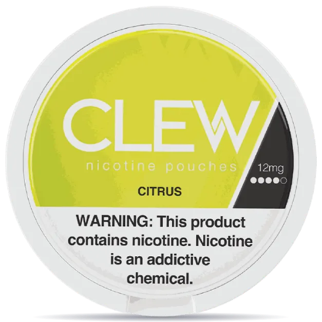 CLEW Citrus 12mg nicotine pouches can front view 20 pouches