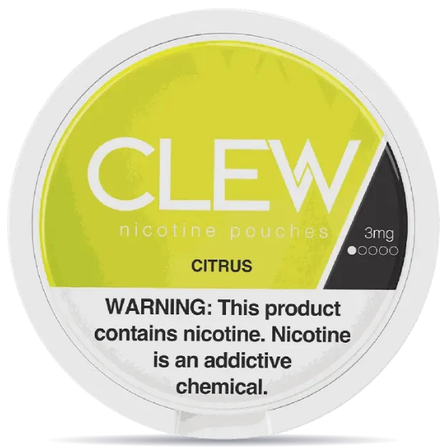 CLEW Citrus 3mg nicotine pouches can front view 20 pouches