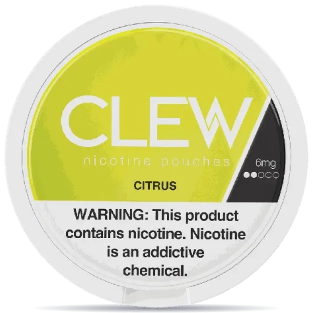 CLEW Citrus 6mg nicotine pouches can front view 20 pouches