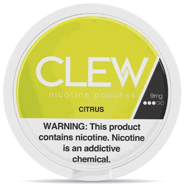 CLEW Citrus 9mg nicotine pouches can front view 20 pouches