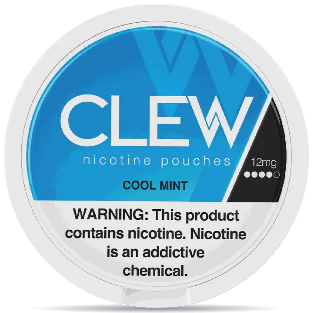 CLEW Cool Mint 12mg nicotine pouches can front view 20 pouches