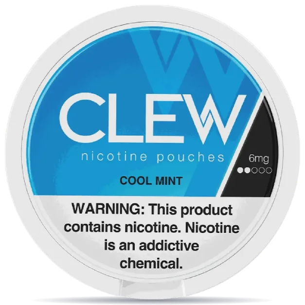 CLEW Cool Mint 6mg nicotine pouches can front view 20 pouches