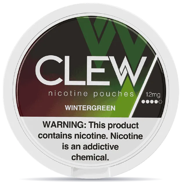 CLEW Wintergreen 12mg nicotine pouches can front view 20 pouches