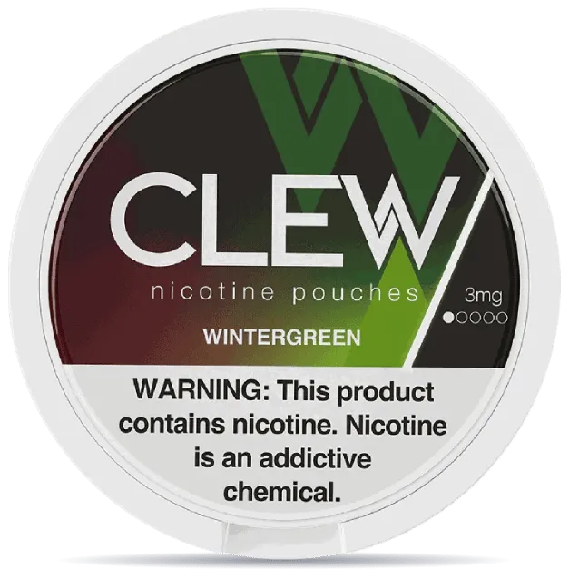 CLEW Wintergreen 3mg nicotine pouches can front view 20 pouches