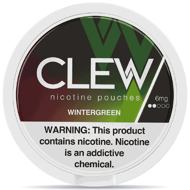 CLEW Wintergreen 6mg nicotine pouches can front view 20 pouches