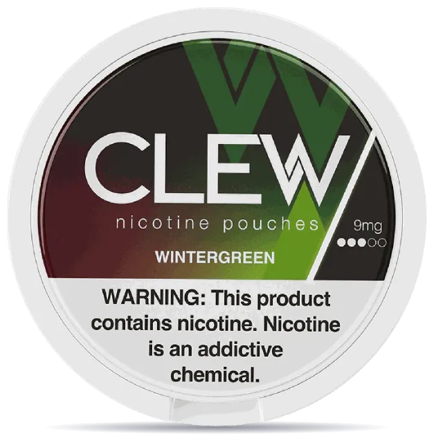 CLEW Wintergreen 9mg nicotine pouches can front view 20 pouches