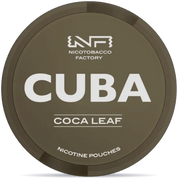 Front view of a can of CUBA Coca Leaf nicotine pouches