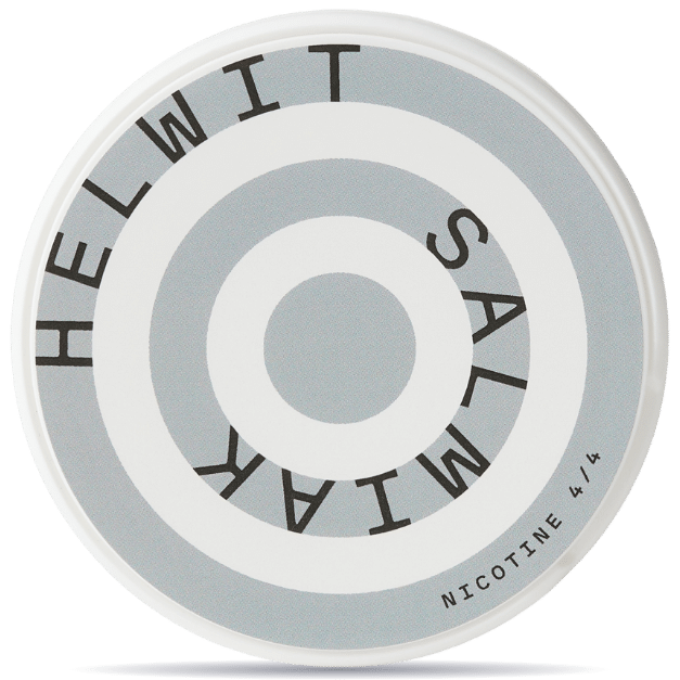 Front view of a can of HELWIT Salmiak Slim nicotine pouches