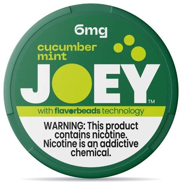 JOEY Cucumber Mint 6mg nicotine pouches can with FlavorBeads technology
