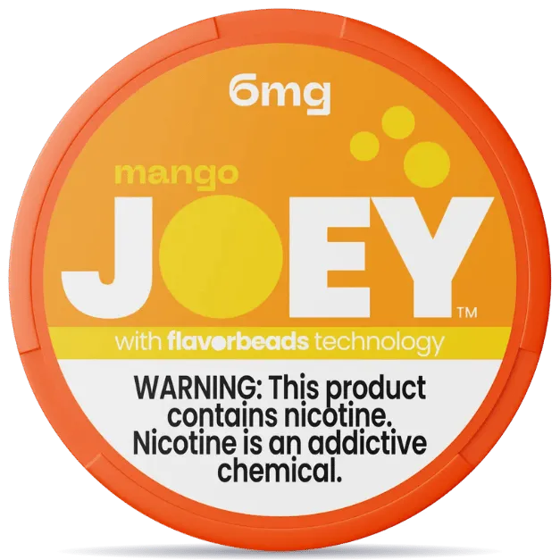 JOEY Mango 6mg nicotine pouches can with FlavorBeads technology