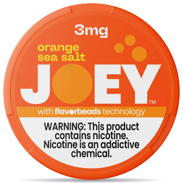 JOEY Orange Sea Salt 3mg nicotine pouches can with FlavorBeads technology