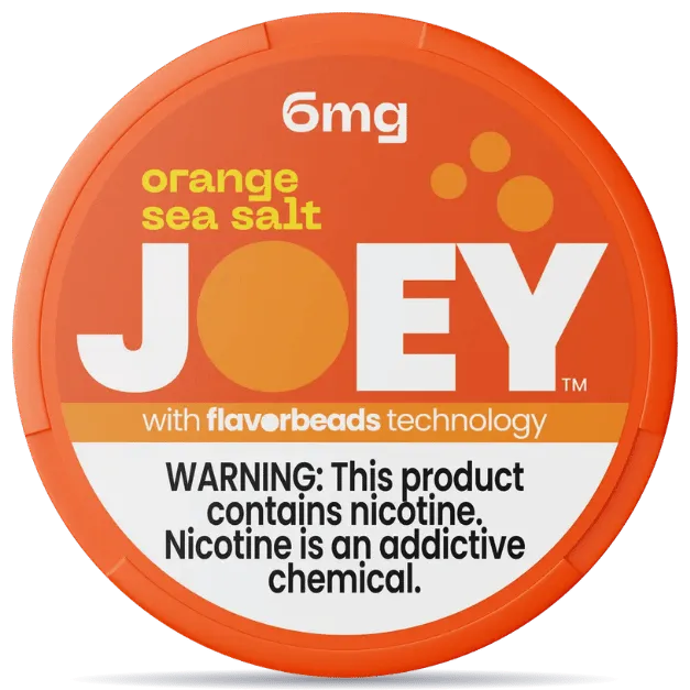 JOEY Orange Sea Salt 6mg nicotine pouches can with FlavorBeads technology