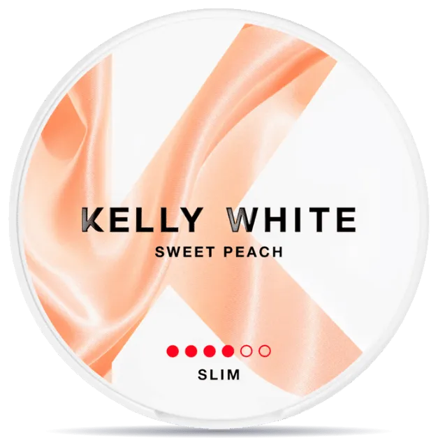 Kelly White Sweet Peach Slim Strong S4 nicotine pouches can