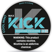 Kick Cool Mint nicotine pouches 12 mg slim all white cool mint flavor strong made in Europe