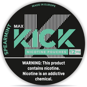 Kick Spearmint nicotine pouches 12 mg slim all white spearmint flavor strong made in Europe