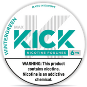 Kick Wintergreen nicotine pouches 6 mg slim all white wintergreen mint flavor made in Europe