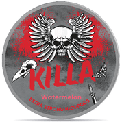 Front view of a can of KILLA Watermelon nicotine pouches