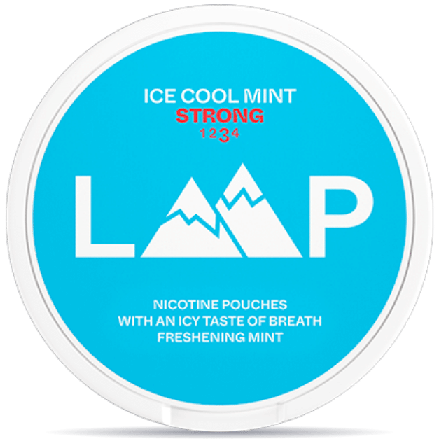 Front view of a can of LOOP Ice Cool Mint Strong nicotine pouches