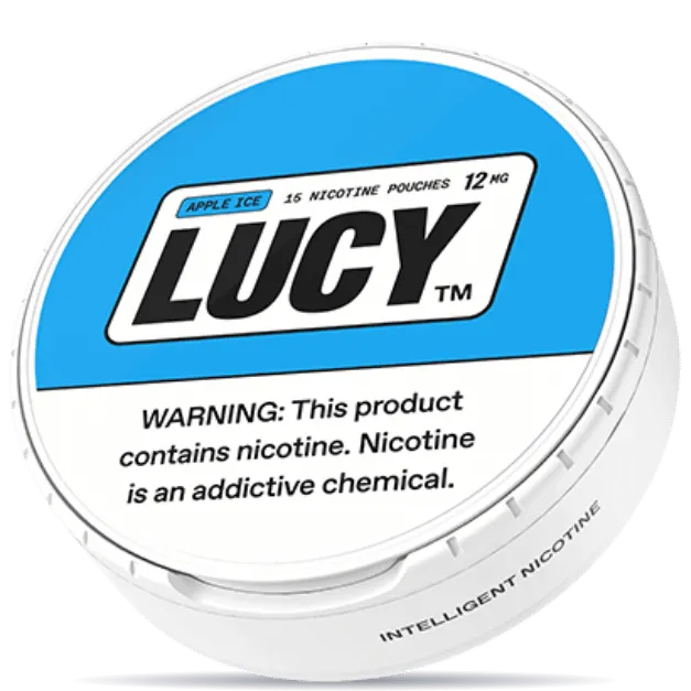 Lucy Apple Ice 12mg nicotine pouches can – tobacco-free, 15 pouches, apple menthol flavor